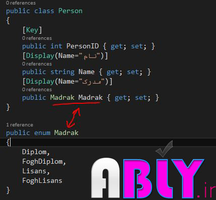 آموزش کار با enum در asp.net mvc