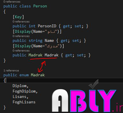 آموزش کار با enum در  asp.net mvc