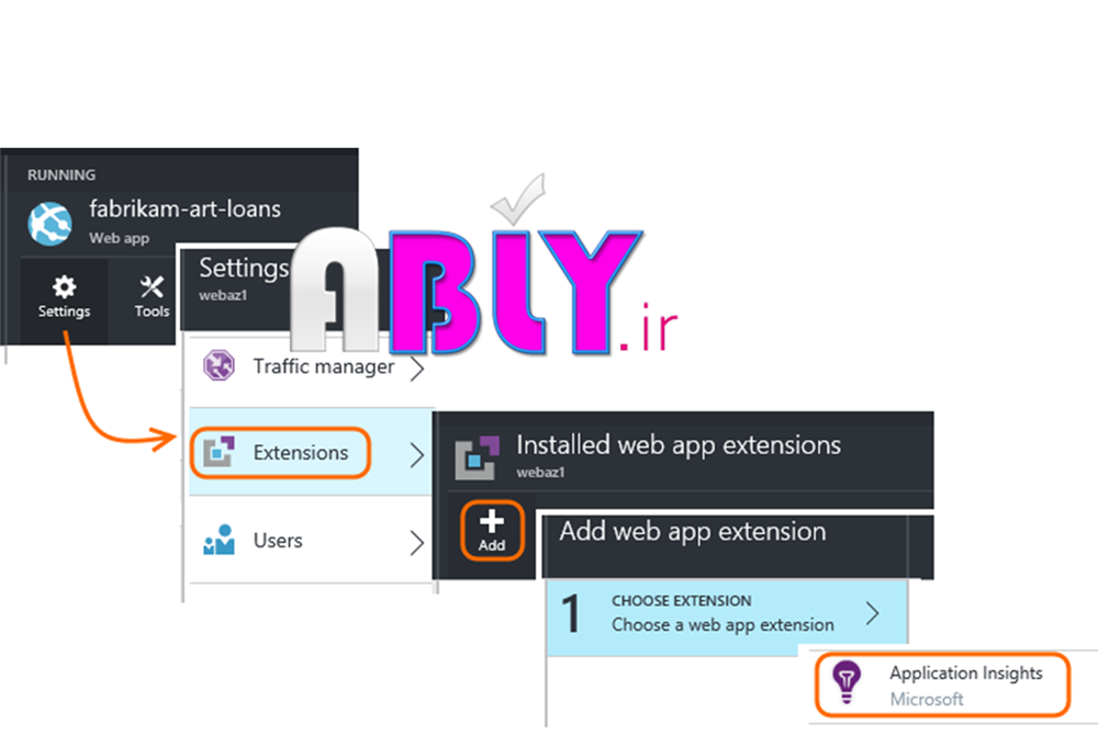 app on Azure web app in application Insights