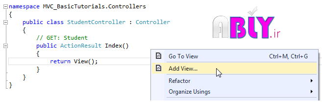 add view in mvc