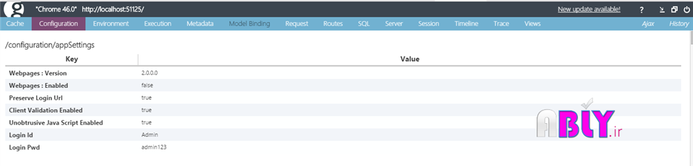 configuration tab in glimpse