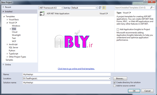 create web api project