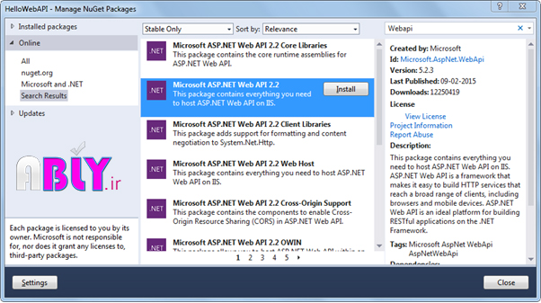 install webapi package