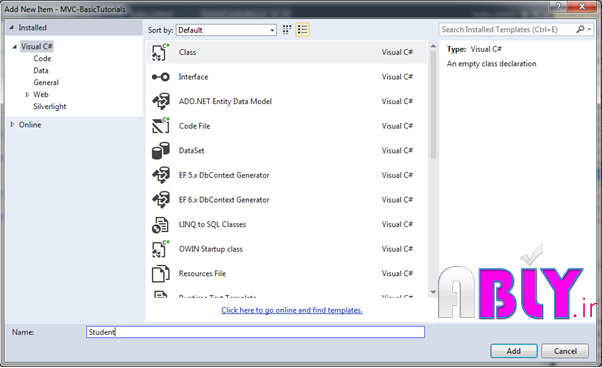 create model class in mvc